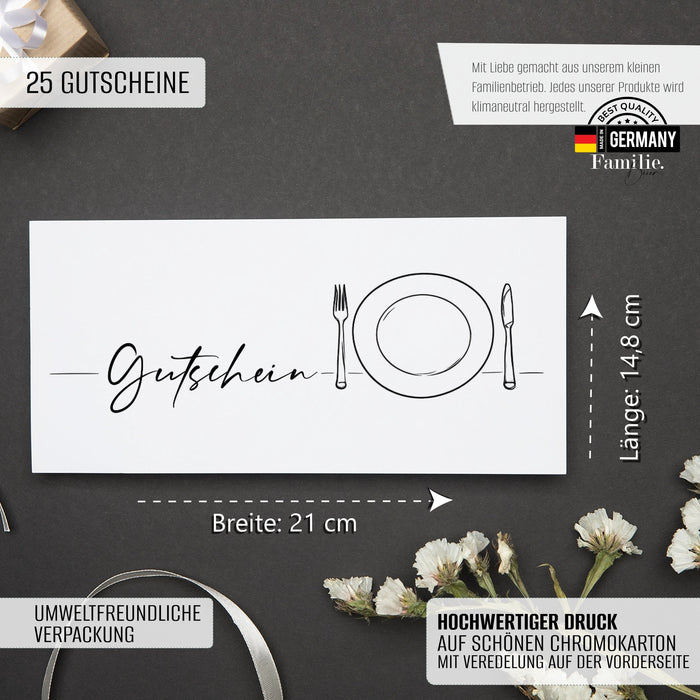 25 Gutscheine zum selber ausfüllen für die Gastro Dinner Restaurant