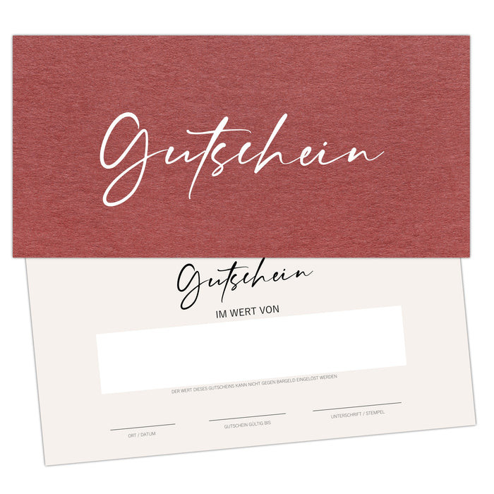 25 rote Gutscheine zum selber Ausfüllen