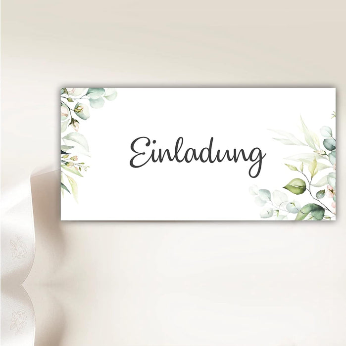 25 Einladungskarten Einladung zur Hochzeit Taufe Einladung Geburtstag Kommunion klassisches Design DIN lang #B09