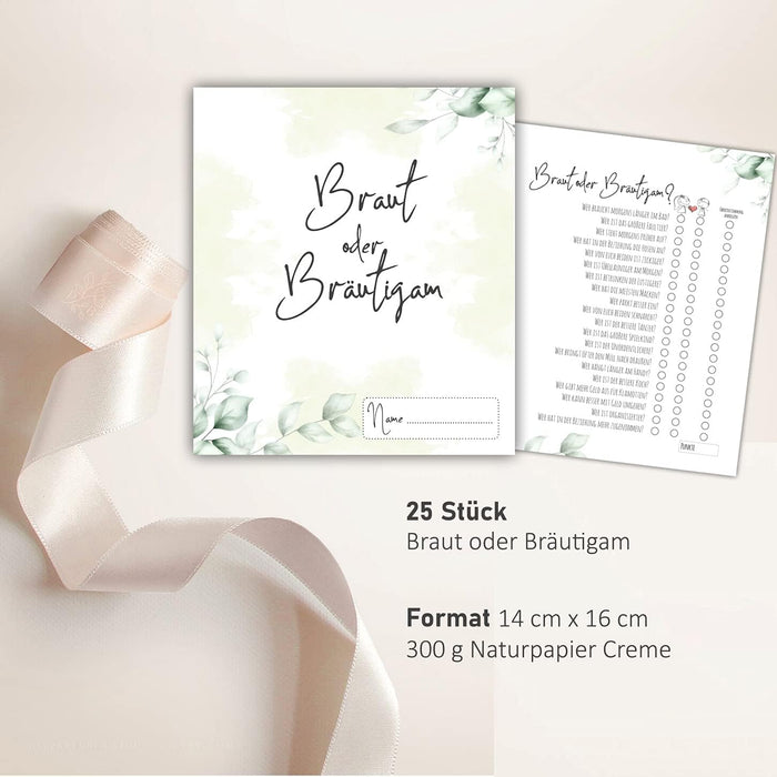 25 x Braut oder Bräutigam | Hochzeitsquiz Hochzeitsspiel | Hochzeitsgeschenk