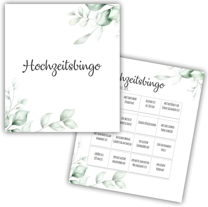 25 x Hochzeitsbingo Hochzeitsquiz Hochzeitsspiel