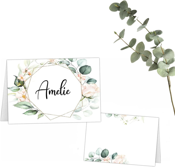 Tischkarten Namenskarten 25 Stück zum beschriften Hochzeit Geburtstag Konfirmation Kommunion Taufe Feier Namensschilder zum selbst beschriften Boho #I04