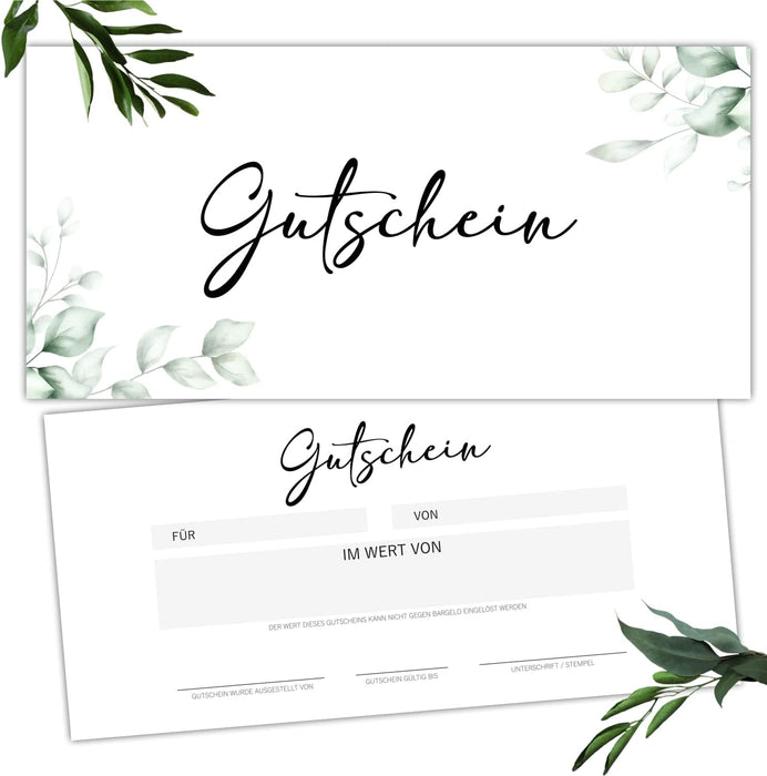 25 Blanko Gutscheine zum selbst Ausfüllen