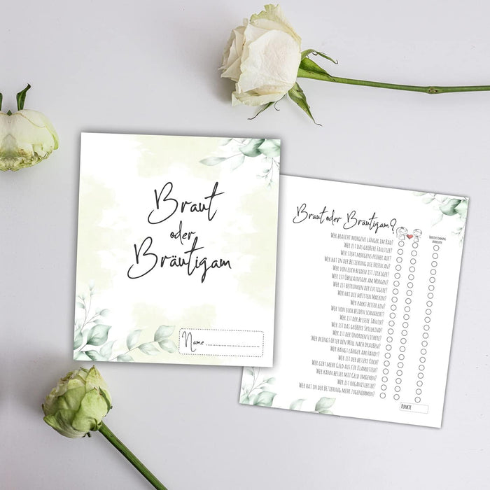 25 x Braut oder Bräutigam | Hochzeitsquiz Hochzeitsspiel | Hochzeitsgeschenk