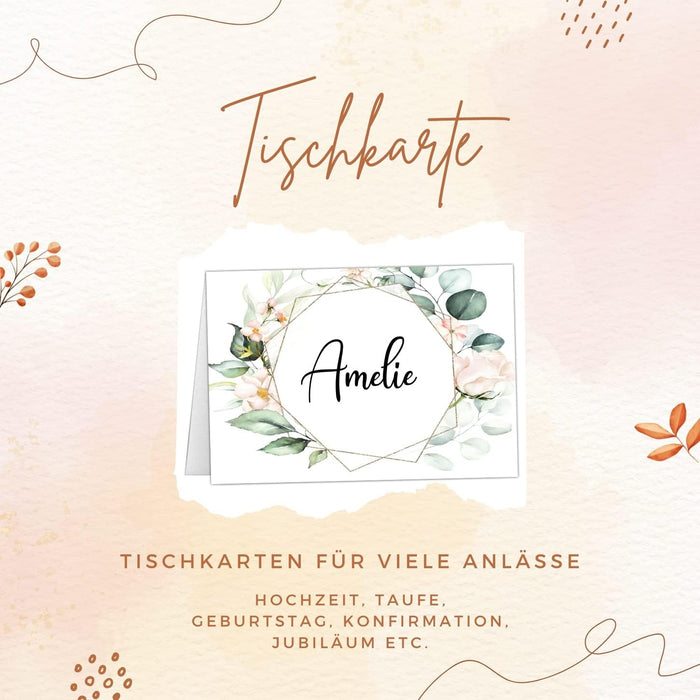 Tischkarten Namenskarten 25 Stück zum beschriften Hochzeit Geburtstag Konfirmation Kommunion Taufe Feier Namensschilder zum selbst beschriften Boho #I04