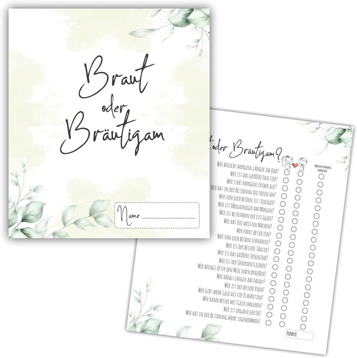 25 x Braut oder Bräutigam | Hochzeitsquiz Hochzeitsspiel | Hochzeitsgeschenk