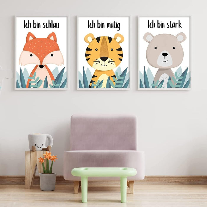 Tierische Affirmationsbilder 3er Set Jungen und Mädchen