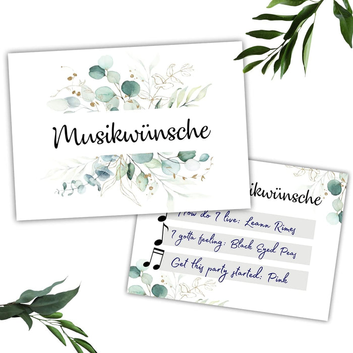 25 Musikwunschkarten | Partykarten DJ Karten | 300g Crempapier