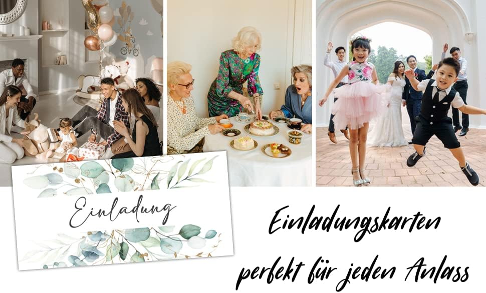 25 Einladungskarten Einladung zur Hochzeit Taufe Einladung Geburtstag Kommunion klassisches Design DIN lang #B04