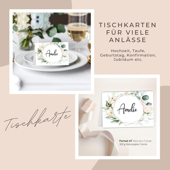 Tischkarten Namenskarten 25 Stück zum beschriften Hochzeit Geburtstag Konfirmation Kommunion Taufe Feier Namensschilder zum selbst beschriften Boho #I04