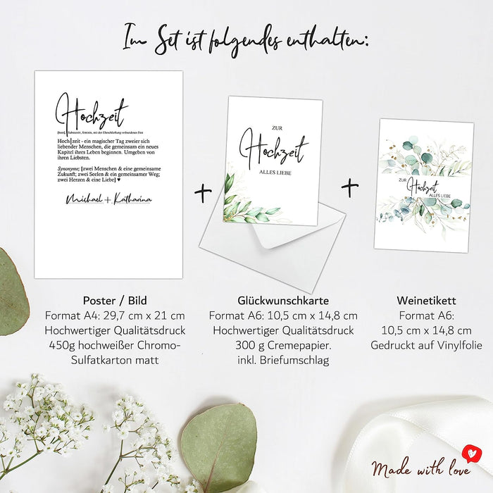 Geldgeschenk zur Hochzeit Geschenkidee mit Glückwunschkarte und Weinetikett