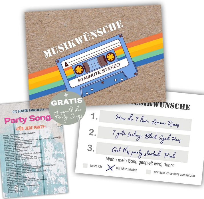 25 Musikwunschkarten | Dj Karten Musikkarten Hochzeit Partykarten
