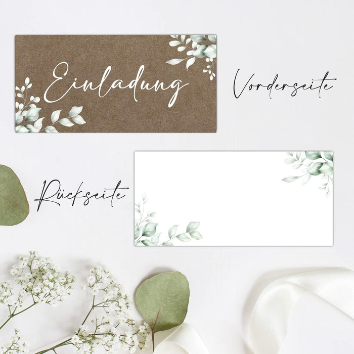 25 Einladungskarten Einladung zur Hochzeit Taufe Einladung Geburtstag 30 40 50 60 70 Kommunion klassisches Design DIN lang ohne Umschläge #B08