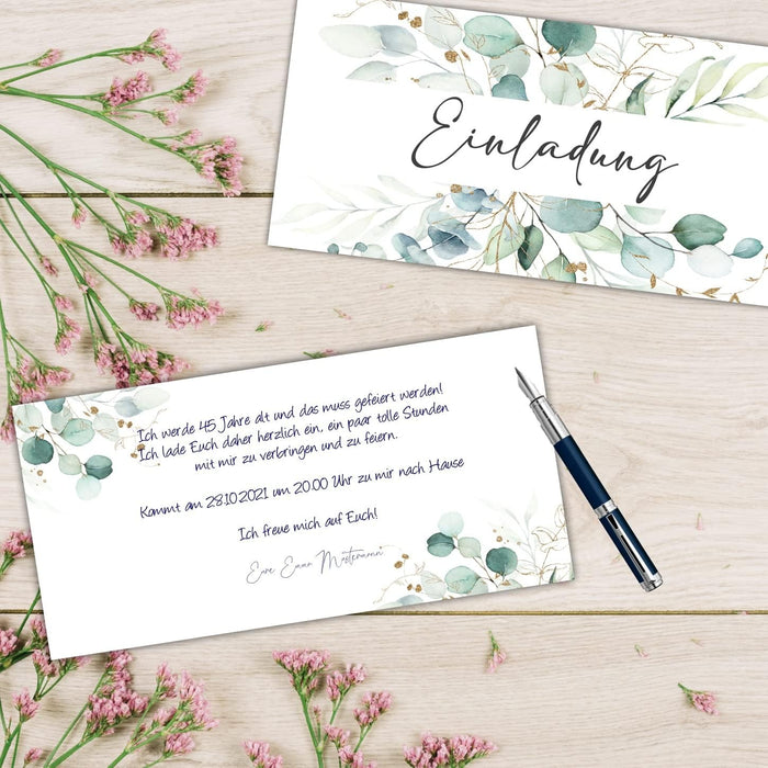 25 Einladungskarten Einladung zur Hochzeit Taufe Einladung Geburtstag Kommunion klassisches Design DIN lang #B04