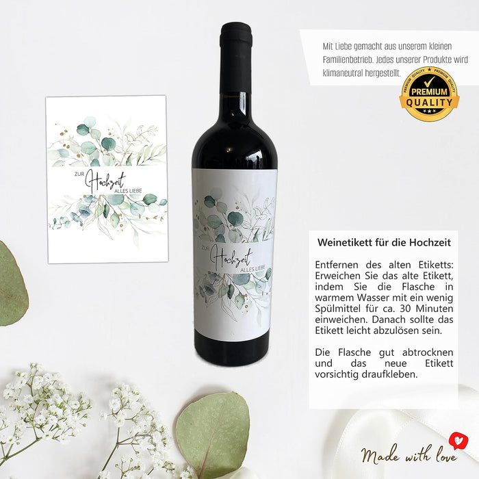 Geldgeschenk zur Hochzeit Geschenkidee mit Glückwunschkarte und Weinetikett