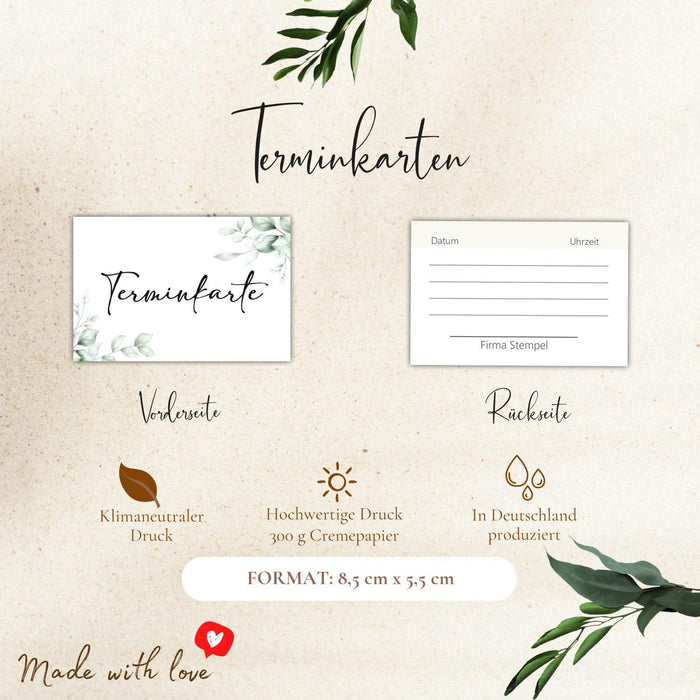 50 Schöne Terminkarten im schlichten Design | Terminkarte für Nagelstudio, Friseur, Massage, Termin Kosmetik, Physiotherapeut #F18