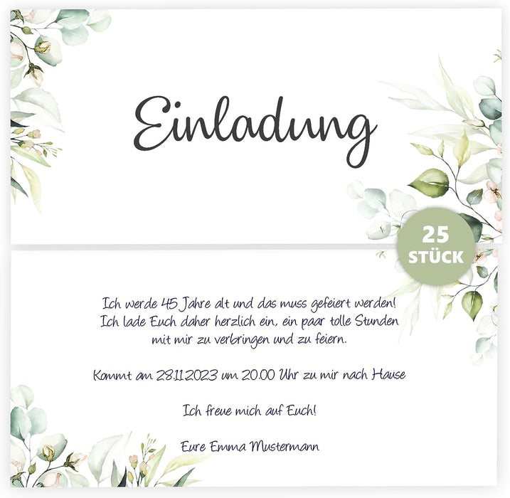 25 Einladungskarten DIN Lang