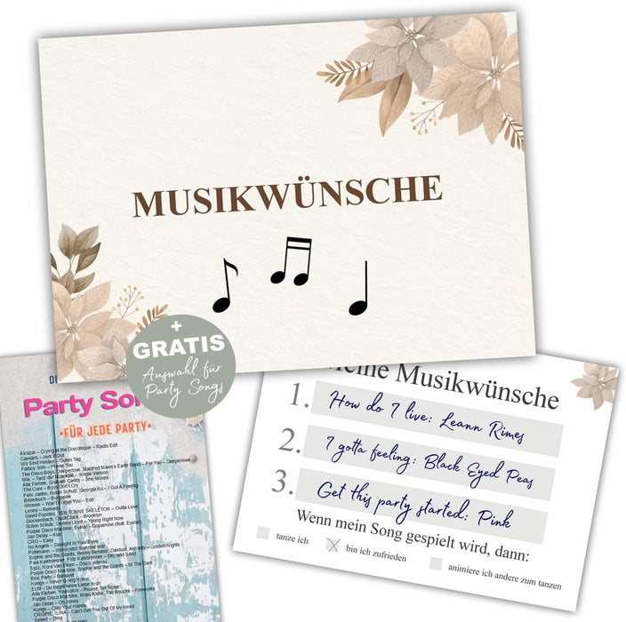25 Musikwunschkarten Hochzeit Musikwunsch DJ Karten Musikwunschkarten Geburtstag Boho Musikwünsche Musikkarten Partykarten #G07