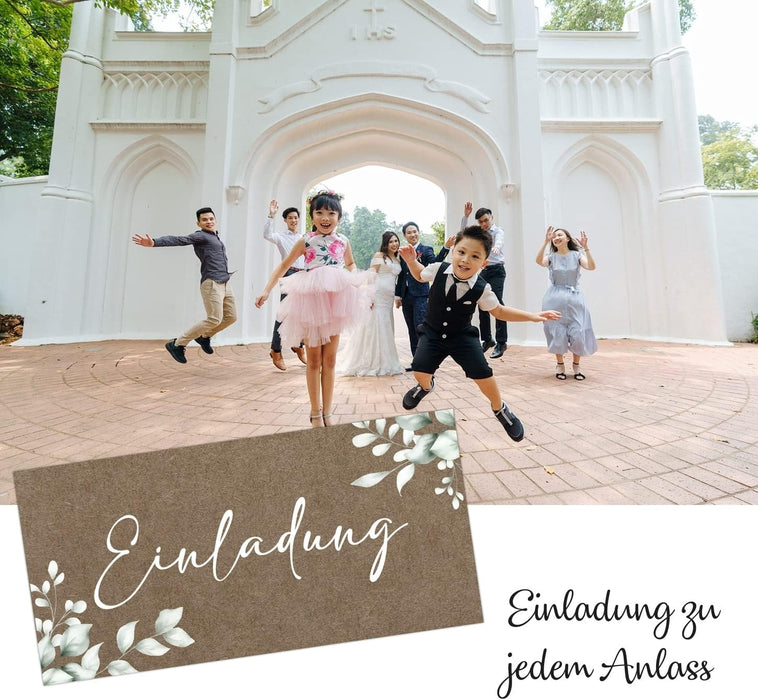 25 Einladungskarten Einladung zur Hochzeit Taufe Einladung Geburtstag 30 40 50 60 70 Kommunion klassisches Design DIN lang ohne Umschläge #B08