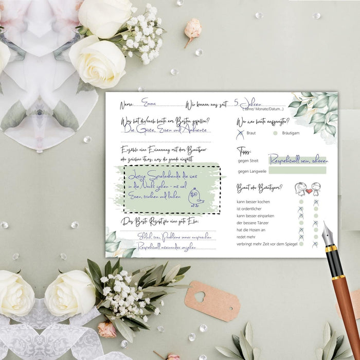 25 Gästekarten für Hochzeit Gästebuchkarten Hochzeitsspiel Hochzeitsgäste Gästebuchseiten Brautpaar Wedding Gästekarten zum ausfüllen Boho #J02