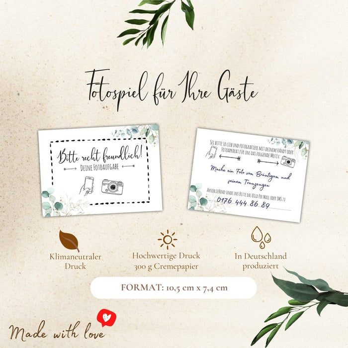 25er Set Fotoaufgabe Fotospiel Hochzeit