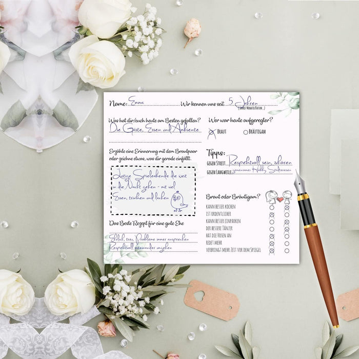 25 Gästekarten für Hochzeit Gästebuchkarten Hochzeitsspiel Hochzeitsgäste Gästebuchseiten Brautpaar Wedding Gästekarten zum ausfüllen Boho #J04