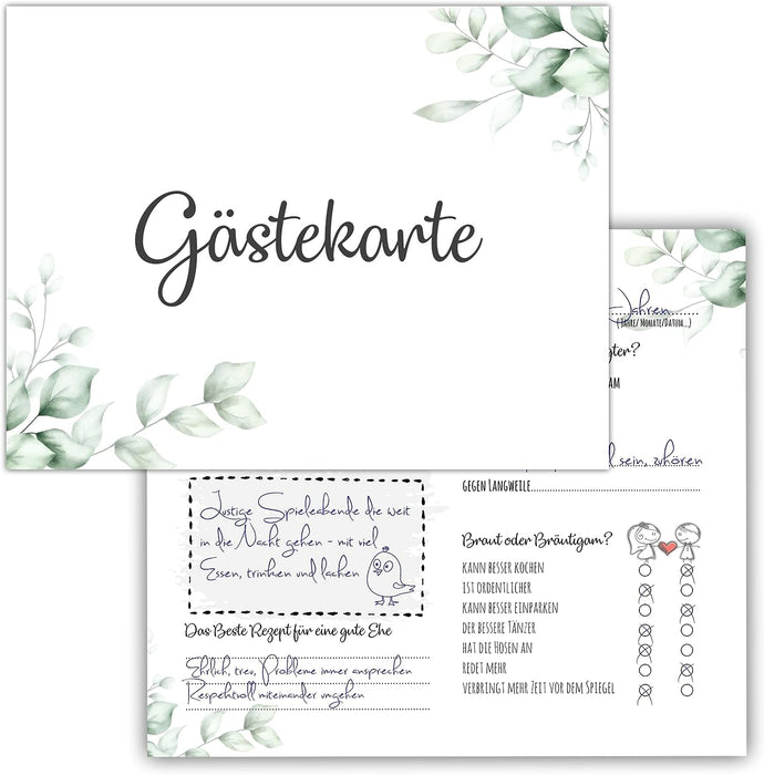 25 Gästekarten zur Hochzeit