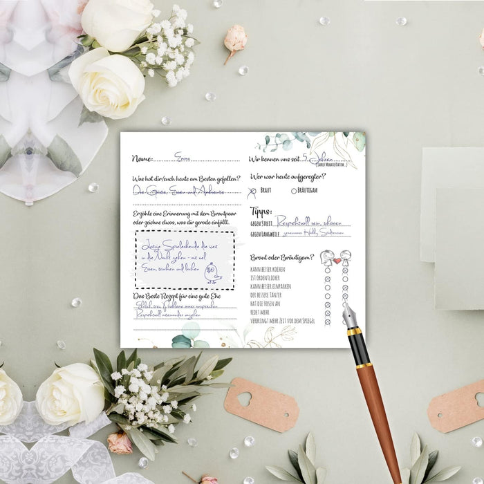 25 Gästekarten für Hochzeit Gästebuchkarten Hochzeitsspiel Hochzeitsgäste Gästebuchseiten Brautpaar Wedding Gästekarten zum ausfüllen Boho #J03