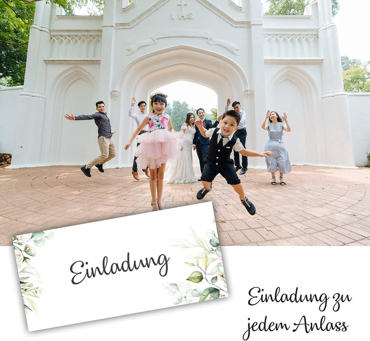 25 Einladungskarten Einladung zur Hochzeit Taufe Einladung Geburtstag Kommunion klassisches Design DIN lang #B09