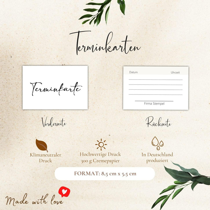 50 Schöne Terminkarten im schlichten Design | Terminkarte für Nagelstudio, Friseur, Massage, Termin Kosmetik, Physiotherapeut #F16