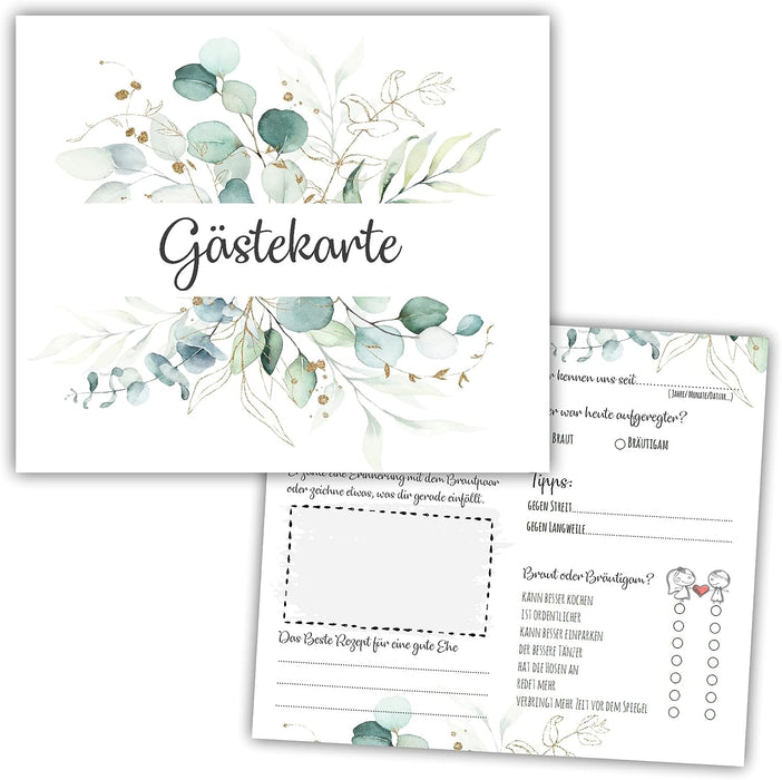 25 Gästekarten für Hochzeit Gästebuchkarten Hochzeitsspiel Hochzeitsgäste Gästebuchseiten Brautpaar Wedding Gästekarten zum ausfüllen Boho #J03