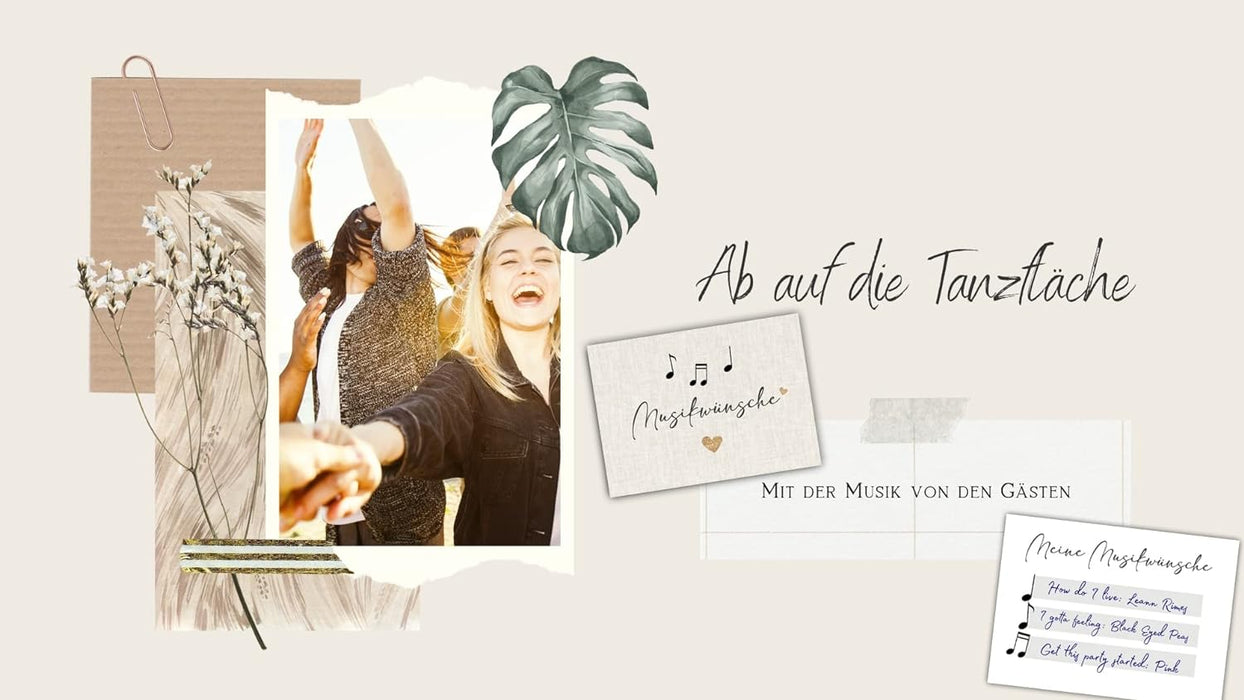 25 Musikwunschkarten Hochzeit | Musikwünsche Partykarten | 300g Crempapier