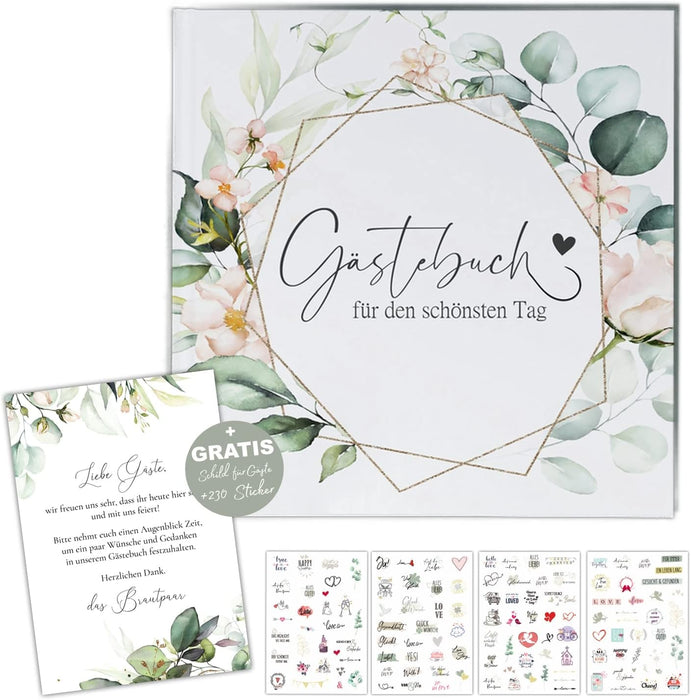 Hochzeit Gästebuch Hochzeit Fotobuch Hochzeitsbuch Gäste Hochzeiten Geschenk blanko Hardcover, stabile Bindung Fadenheftung Gästebuch Boho Hochzeit #D04