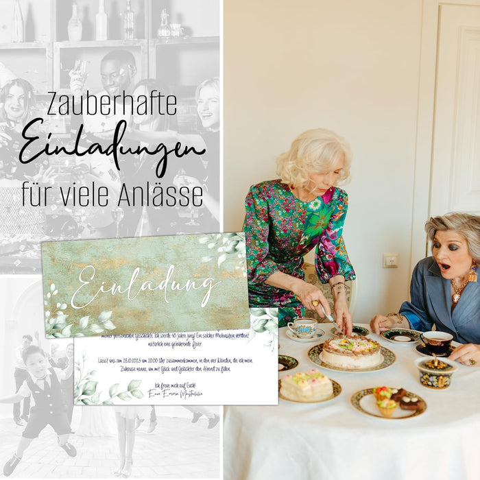 25 Einladungskarten Einladung zur Hochzeit Taufe Einladung Geburtstag 30 40 50 60 70 Kommunion klassisches Design DIN lang ohne Umschläge #B02
