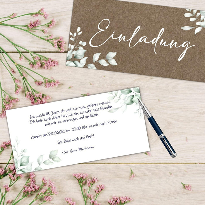 25 Einladungskarten Einladung zur Hochzeit Taufe Einladung Geburtstag 30 40 50 60 70 Kommunion klassisches Design DIN lang ohne Umschläge #B08