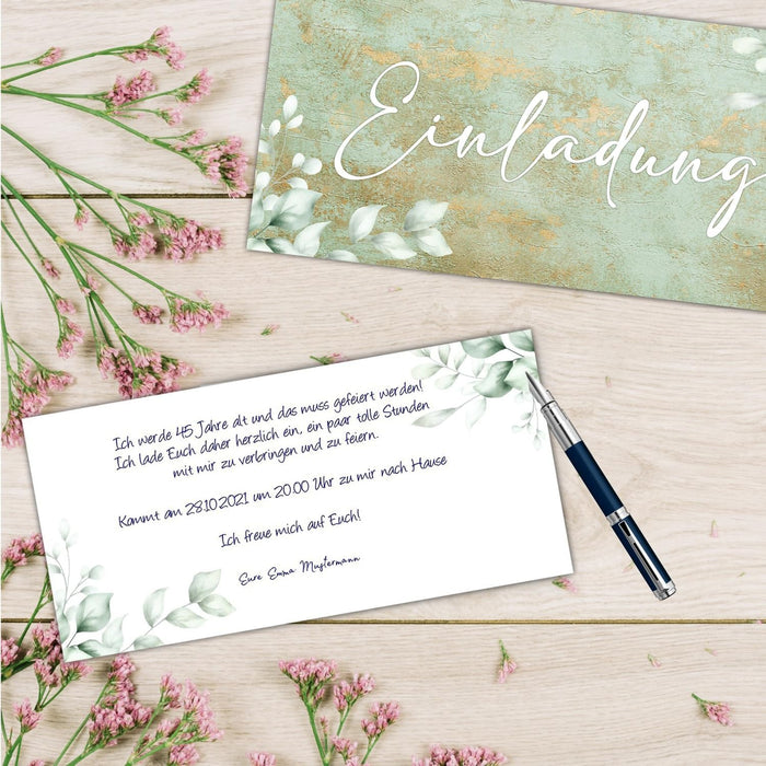 25 Einladungskarten Einladung zur Hochzeit Taufe Einladung Geburtstag 30 40 50 60 70 Kommunion klassisches Design DIN lang ohne Umschläge #B02