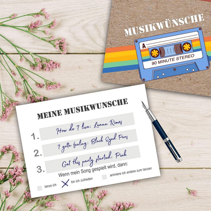 25 Musikwunschkarten | Dj Karten Musikkarten Hochzeit Partykarten