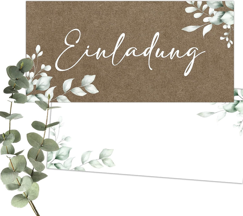 25 Einladungskarten Einladung zur Hochzeit Taufe Einladung Geburtstag 30 40 50 60 70 Kommunion klassisches Design DIN lang ohne Umschläge #B08