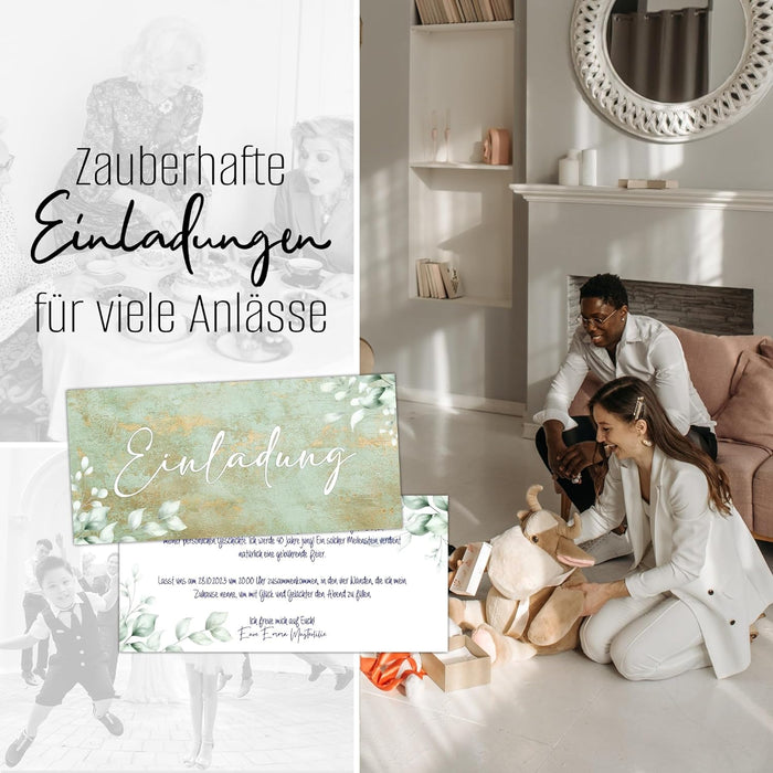 25 Einladungskarten Einladung zur Hochzeit Taufe Einladung Geburtstag 30 40 50 60 70 Kommunion klassisches Design DIN lang ohne Umschläge #B02
