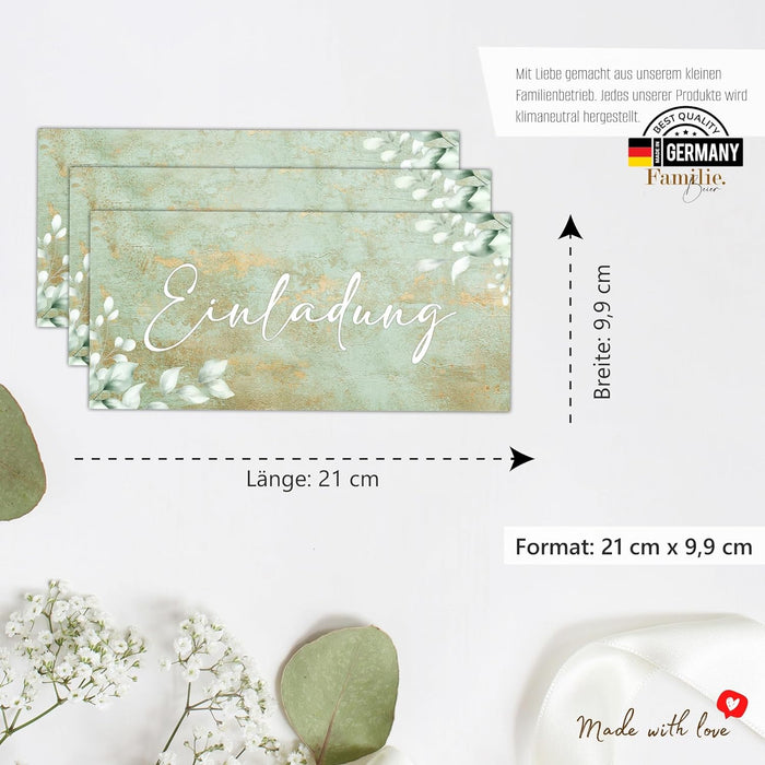 25 Einladungskarten Einladung zur Hochzeit Taufe Einladung Geburtstag 30 40 50 60 70 Kommunion klassisches Design DIN lang ohne Umschläge #B02