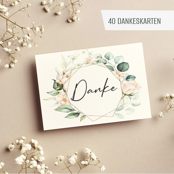 40 Dankeskarten auf 300g Cremepapier