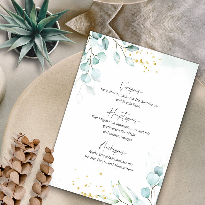 14 Menükarten Hochzeit DIN A5 Format