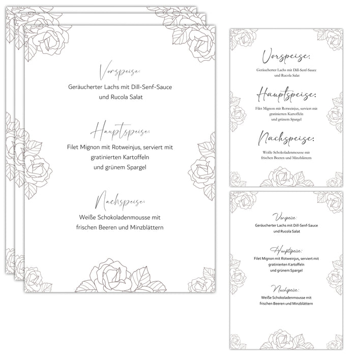 14 Menükarten Hochzeit DIN A5 Format