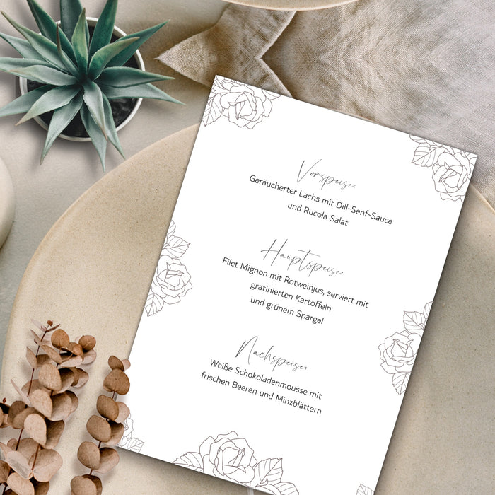 14 Menükarten Hochzeit DIN A5 Format