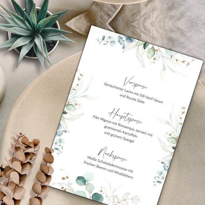 14 Menükarten Hochzeit DIN A5 Format