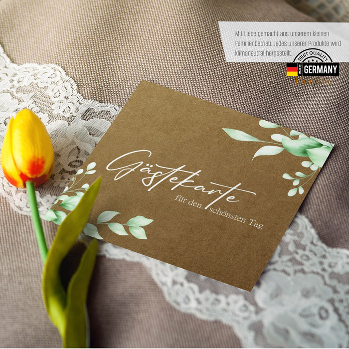 50 Gästekarten für die Hochzeit inkl. 128 Sticker und Wendeschild