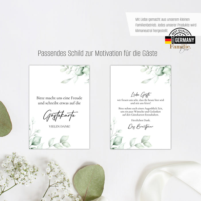 50 Gästekarten für die Hochzeit inkl. 128 Sticker und Wendeschild
