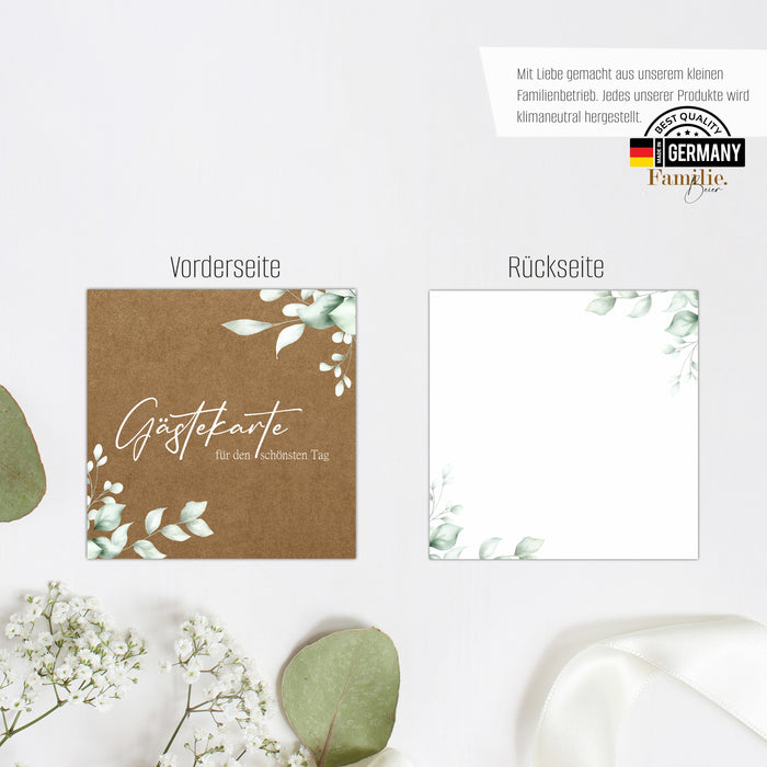 50 Gästekarten für die Hochzeit inkl. 128 Sticker und Wendeschild
