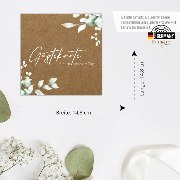 50 Gästekarten für die Hochzeit inkl. 128 Sticker und Wendeschild