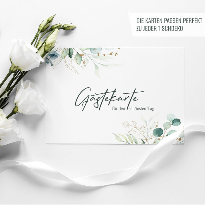 50 Gästekarten für die Hochzeit inkl. 128 Sticker sowie Wendeschild